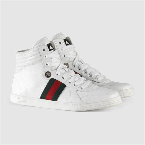 gucci women's white leather sneakers|gucci high top sneakers women.